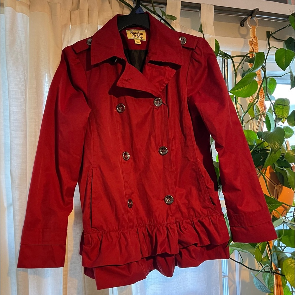 Maralyn & Me short ruffled trench coat